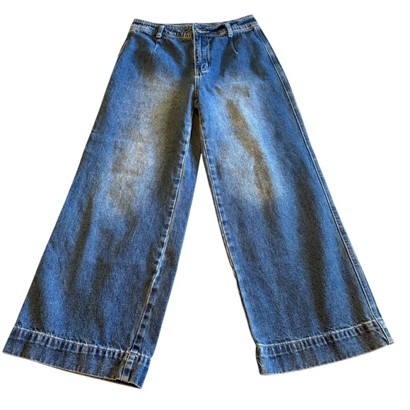 Miou Muse High Rise Cropped Wide Leg Jeans Style P2505 Size Medium 28 - Picture 2 of 14